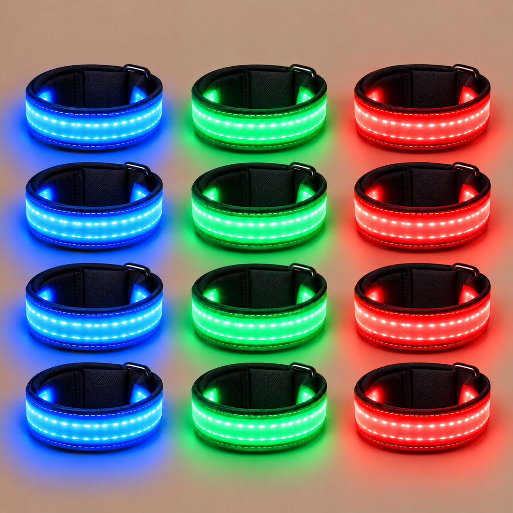 HaloTack LED leg bands in three colors