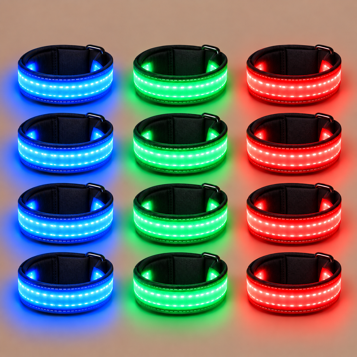 HaloTack LED leg bands in three colors