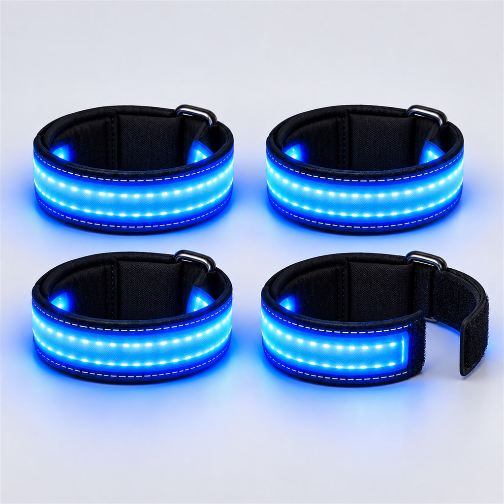 HaloTack Glow Leg Bands, set of 4, in blue